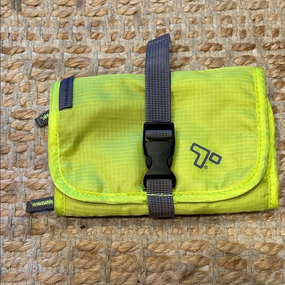 Travelon Neon Green Travel Pouch with Gray Strap- tech accessory organizer - Picture 3 of 6
